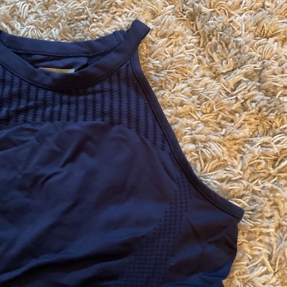 Athleta Renew High Neck Tank Navy Blue Seamless Active Top 223966 Small - Picture 6 of 11